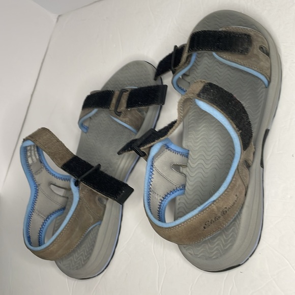 Eddie Bauer Velcro  dark grey with light blue sandals women’s size 10 - Picture 6 of 13